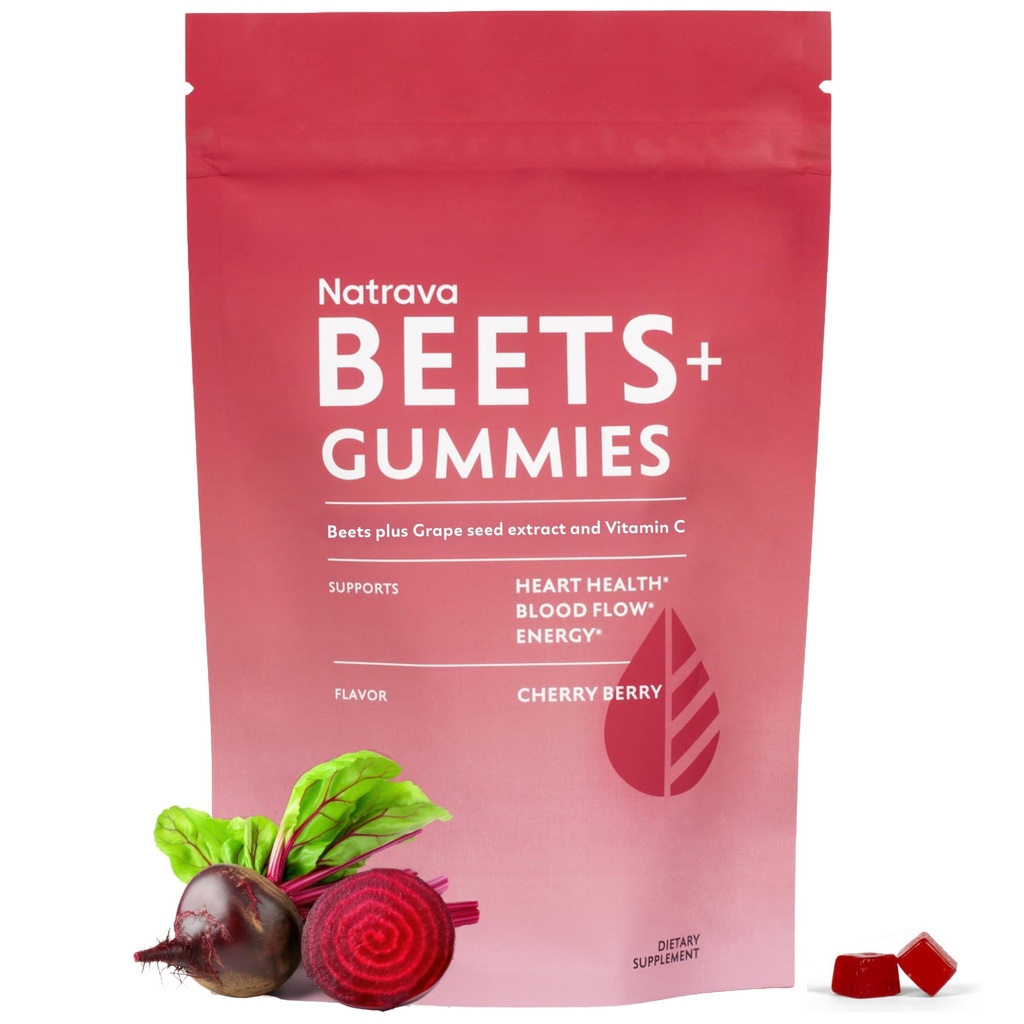 Beets + Žvýkačky - Premium Beet Root Powder, Grape Seed Extract a Vitamin C - Podporuje zdravý krevní tlak a srdeční zdraví - Nízký obsah cukru Oxid dusičný a Cirkulační dodatek - 50 Žvýkačky