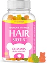 Vlasy Biotin Gummies Vitamíny 10000mcg - Biotin dodatek pro zdravé, silnější, krásné vlasy a hřebíky, Non- GMO, Žvýkací Vegan Vlasové gumy pro ženy a muže - 60 Gummy