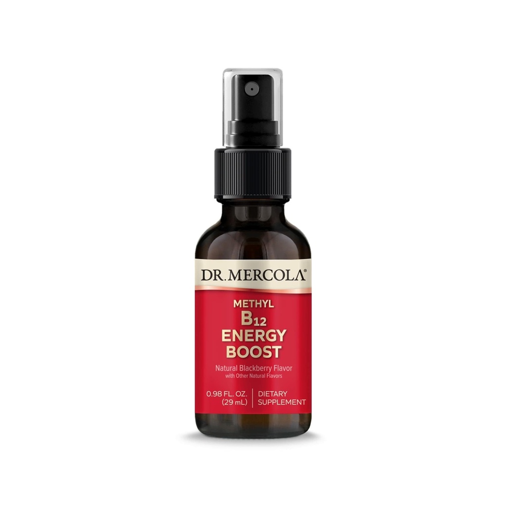 Dr. Mercola methyl B12 Energy Boost Spray, 0.98 Fl. Oz. (29 ml), 39 Servings, 1000 mcg Per Serving, Dietní dodatek, Podporuje duševní soustředění, Non- GMO