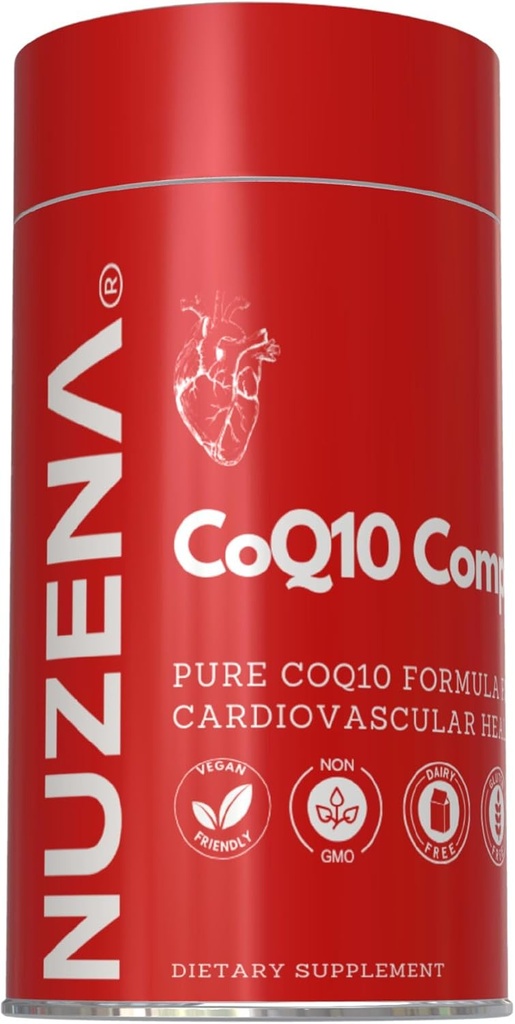 Nuzena Coenzym Q10 200mg Kapsle, Made in USA Organic Coq 10 Ubiquinone for Heart Health, Better Absorption & Powerful Antioxidants (Balení po 30)