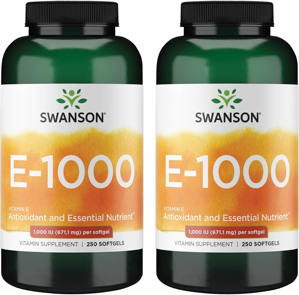 Swanson Přírodní vitamin E 1000 Iu (671.10 miligramů) 250 Sgels (2 balení)