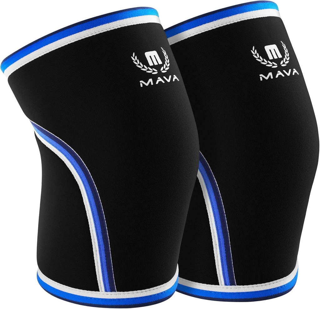 Mava Sports Knee Sleeves Vážení muži a ženy, 7mm Neoprene Knee Sleeves pro ženy a muže, Ideální pro Cross Training WOD, Squats, Powerlift
