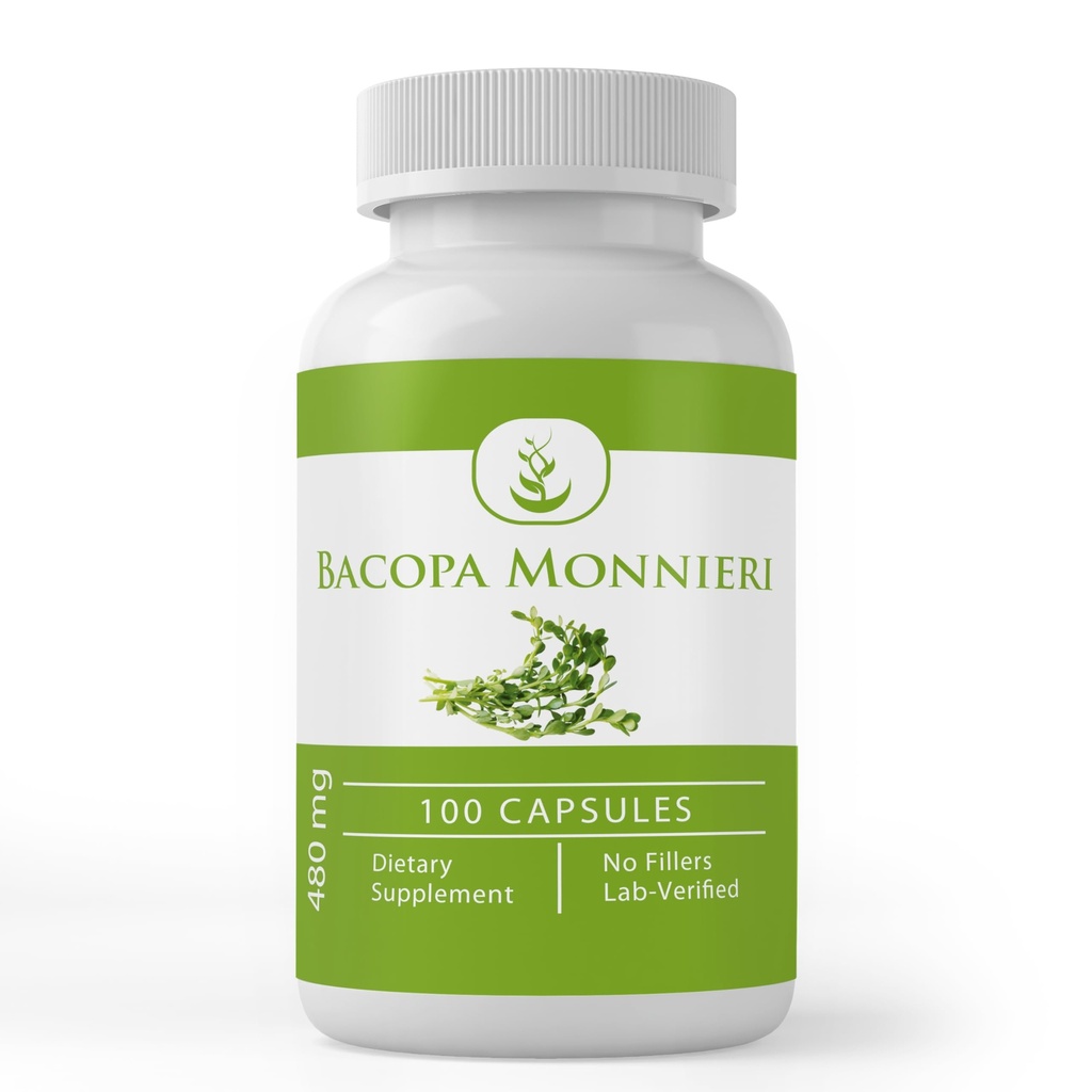 Čisté původní ingredience Bacopa Monnieri, (100 Kapsle) Vždy čisté, Žádné přísady nebo Fillers, Laboratoř ověřen
