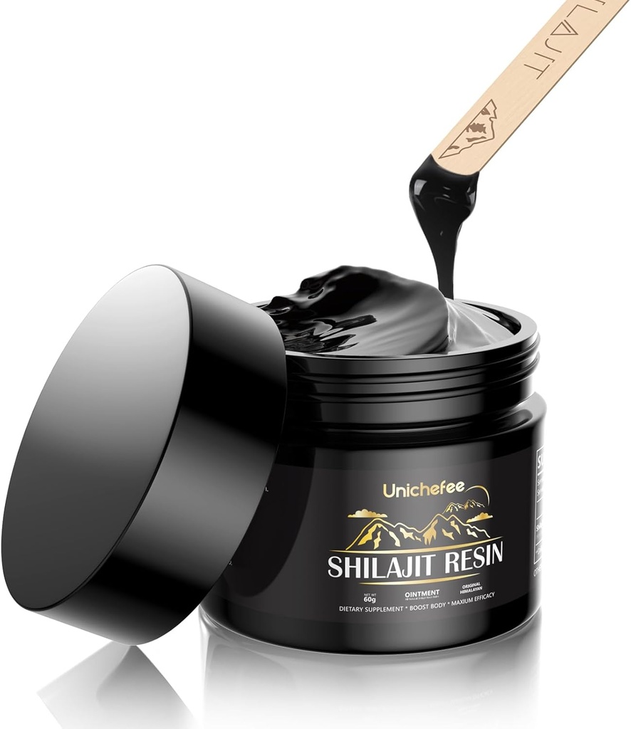 Shilajit Resin pro muže a ženy, čistý Himalájský Shilajit Resin Organic s 85 + stopové minerály & 60% Fulvic Acid, přírodní doplněk energie pro holistické zdraví - 60g