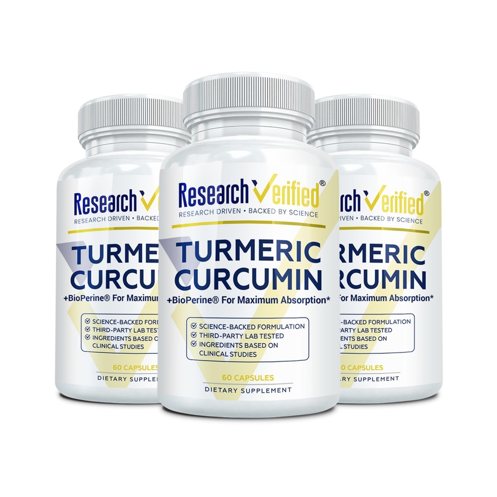 Výzkum ověřený kurkumin - s BioPerine, Curcumin C3 komplex - Vegan - Made in USA - 180 Kapsle - Made in USA