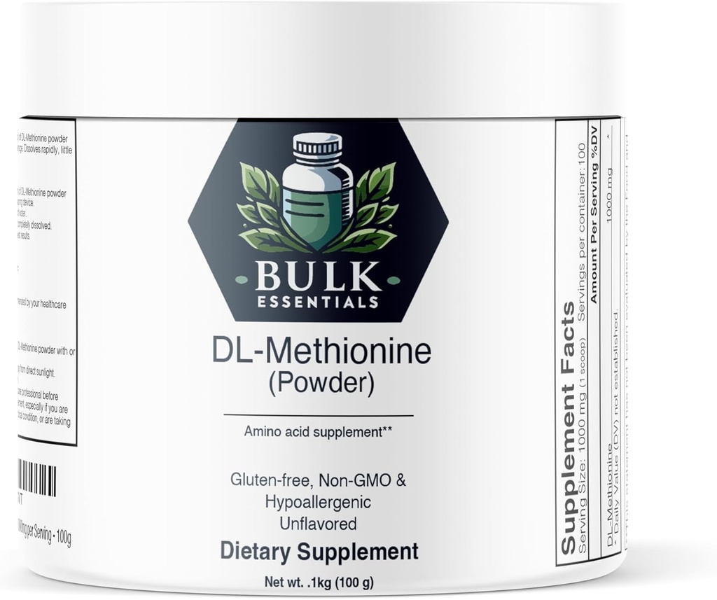 DL- Methionin Powder - Methionin Supplement - Amino Acids Supplement - Cholin Supplement - 1000mg na Serving - 100g