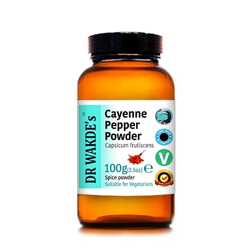 DR WAKDE 's Cayenne Pepper Powder (Capsicum frutescens) - 100g (3.5oz) - 124; Pure, Raw & Sured Powder 124; Ayurvedic Herb Obr124; Vegan Obr124;