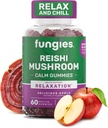 Fungies Reishi Houbové gumy, Delicious Apple Flavor - Houbový bylinný doplněk Gummy pro dospělé podporuje imunitní zdraví, relaxace a zdravé stárnutí - Uklidňující gumy pro spánek - 60 Služeb