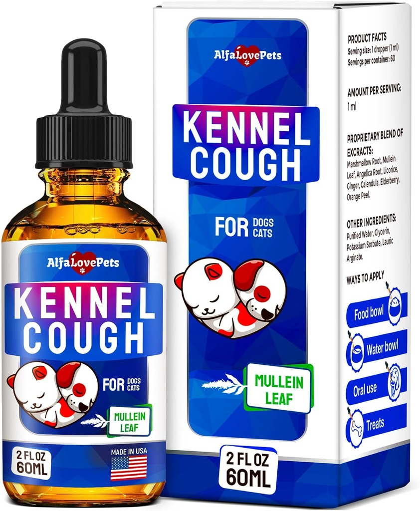 Psí kašel Léčba pro psy a kočky - Dog kašel Conpressant pomáhá s alergie, Runny Nose, Nůžky - pro všechny Breeds & Velikosti - Mullein Leaf a Calendula - 2 Oz
