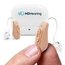 MDHearingAid Aid (Pair), OTC dobíjecí, Crystal- clear Digital Sound by MDSpears, Perfect for Glasses, Almost Invisible
