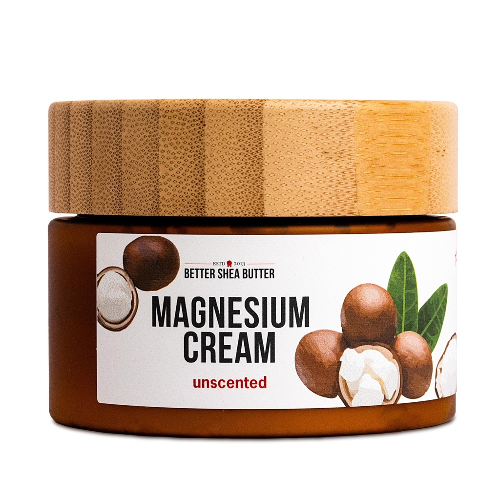 Lepší Shea máslo Magnesium krém pro nohy křeče 124; Relieves Muscle Tension 124; Night Lotion Safe for Těhotenství, Děti a děti 124; Organické a přírodní složky 124; Vegan, Made in USA 124; (Nevoňavé)