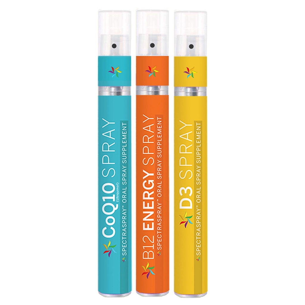 Spectrasover Vitamin Spray - Antiaging & Active Lifestyle Set (D3, B12, & COQ10)