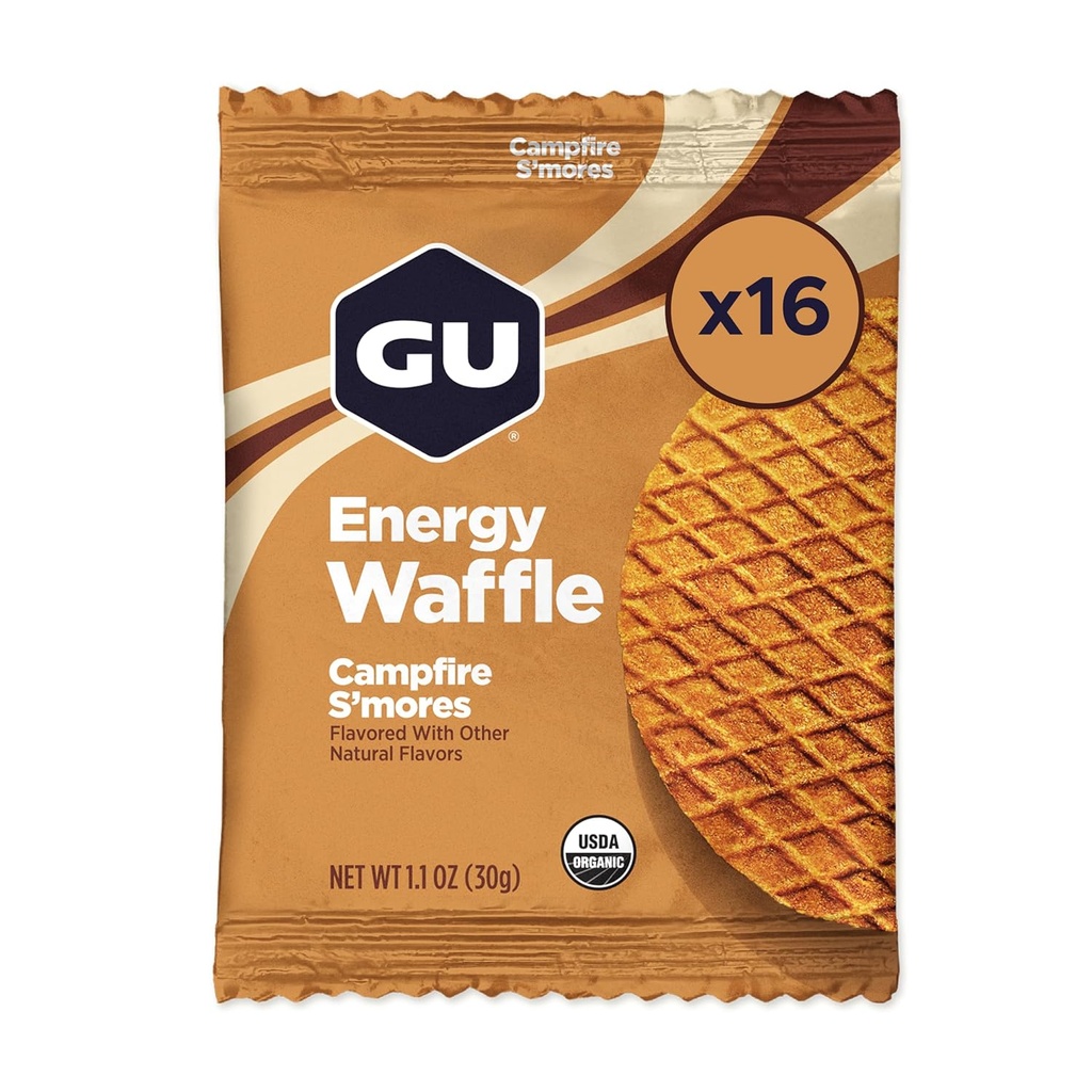 GU Energy Strooplobel Campfire S 'mores Sports Nutrition Waffle, Caffeine- Free, a Kosher mléčné výrobky, On- theGone Energy for any workout, 16 Počet