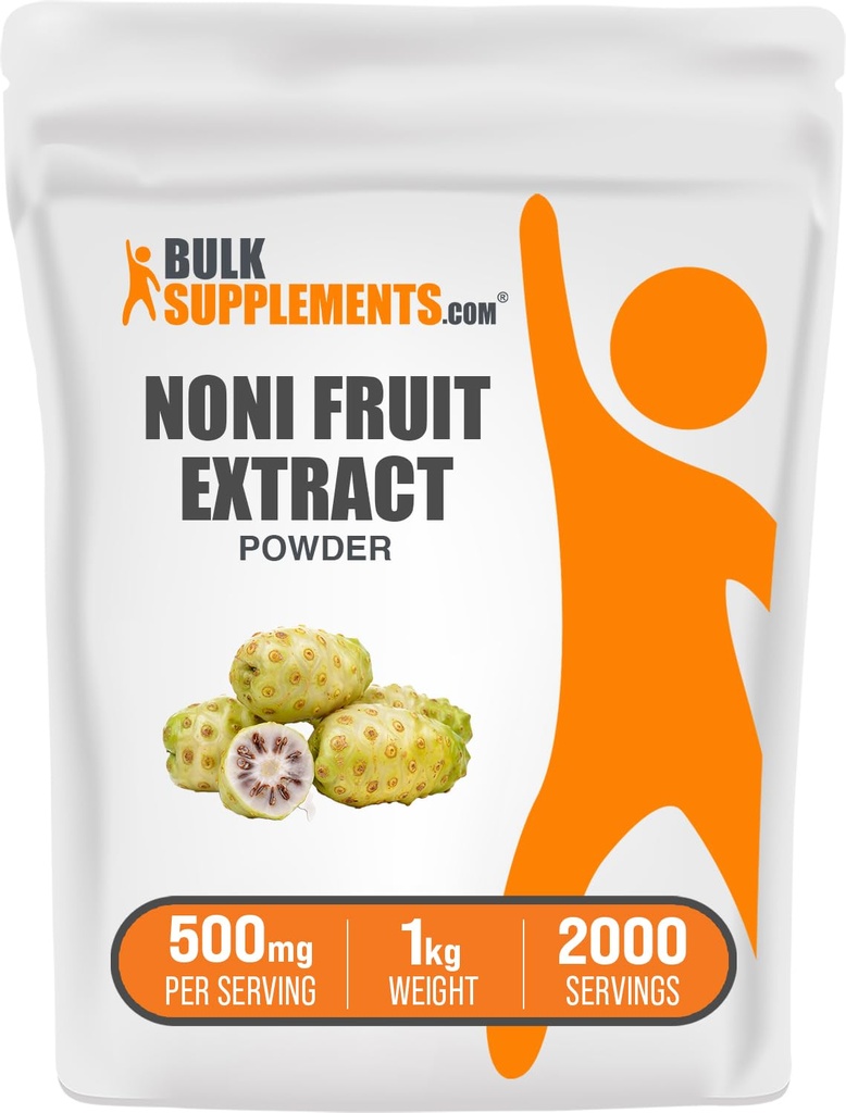 BulkSupplements.com Noni Fruit Extract Powder - Noni Fruit Supplement, Superfood Powder - Gluten Free, 500 mg na porci, 1kg (2,2 kg) (balení po 1)