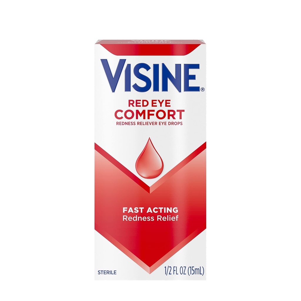 Visine Red Eye Comfort Relief Eye Kapky na pomoc Relieve Red Eyes Vzhledem k menšímu podráždění očí rychle, Tetrahydrozolin HCl, 0.5 f. oz