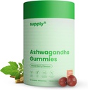 SUPPLY6 KSM- 66 Ashwagandha & Vitamin D Gummy - 60 Počet - Smíšené Berry, KSM- 66, Vegan, Plant based, Non- GMO, Gluten- Free & Gelatin Free, pro štěstí vás, balení po 1