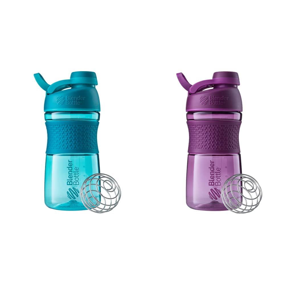 BlenderBottle 20-Ounce SportMixer Shaker Lahvičky s BlenderBall Wire Whisk, Plum a Teal