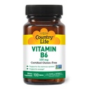 Country Life Vitamin B-6, Podporuje energii a nervový systém, 100mg, 100 Vegan Kapsle, Certified gluten zdarma, Certified Vegan, Certified Halal, Non- GMO ověřené...