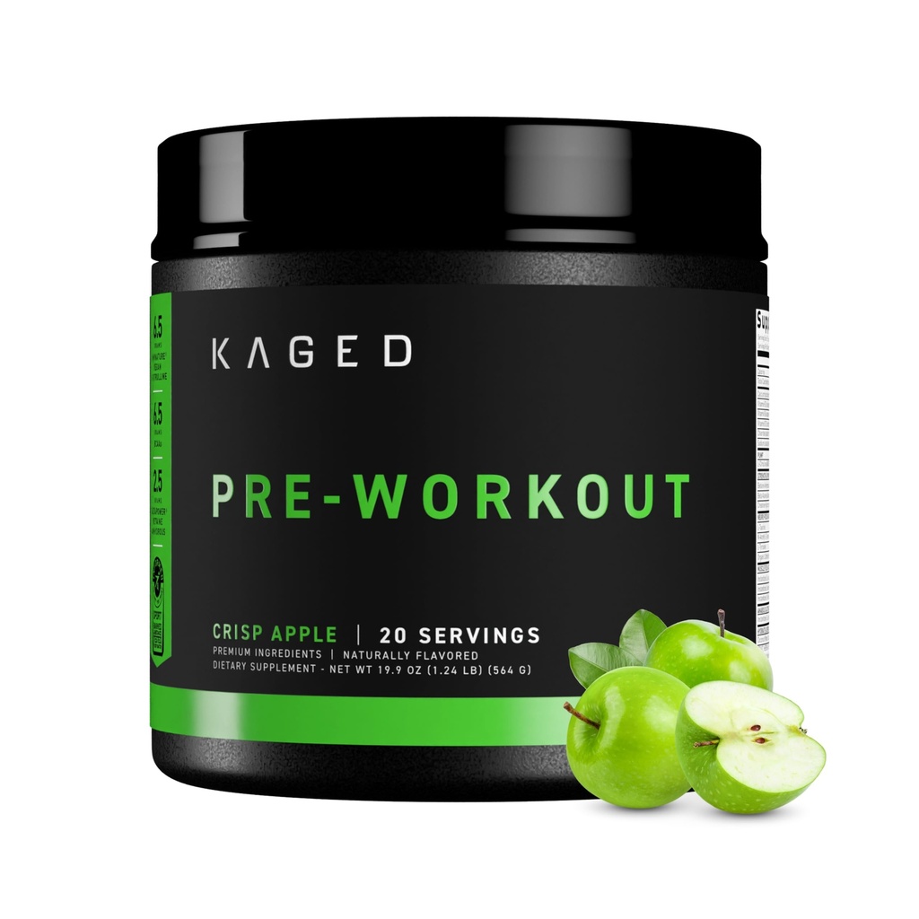 Kaged Original Pre Workout Prášek 124; Krisp Apple 124; Pre- Kaged 124; Vyrobeno s Creatine, Beta Alanin, čistý kofein 124; 20 Služeb