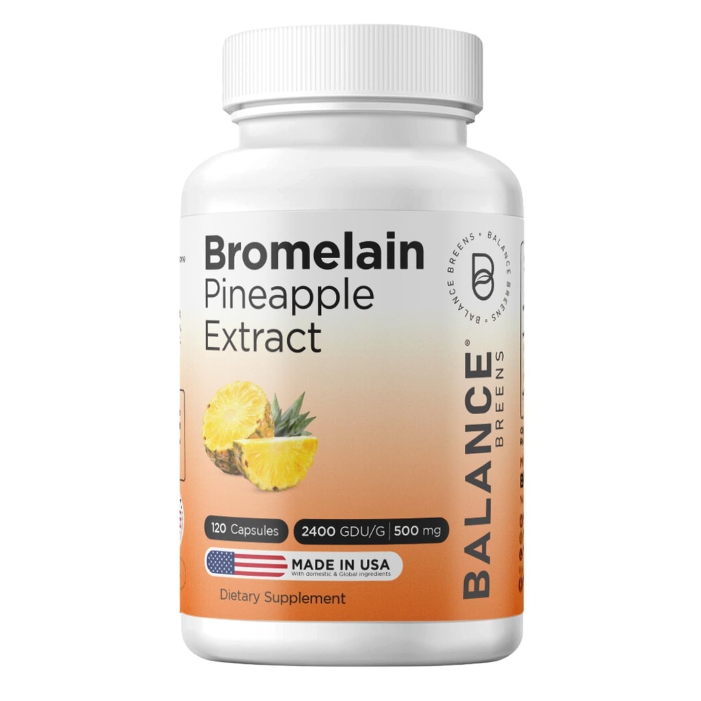Balancebreens Bromelain 500mg, 120 Kapsle - Ananas Extract Digestive Enzyme, Podporuje stravení a společný doplněk zdraví