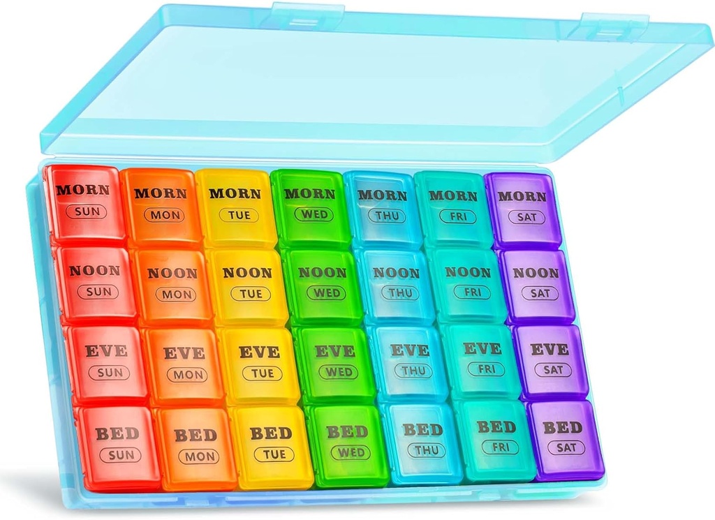 XL Large Weekly Pill Organizer 4 krát denně, 7- Day Pill Boxy a Pořadatel AM PM, Big Compartments Pill Case, Monthly Medication Organizer 28 Days Dipenser for Fish Oils