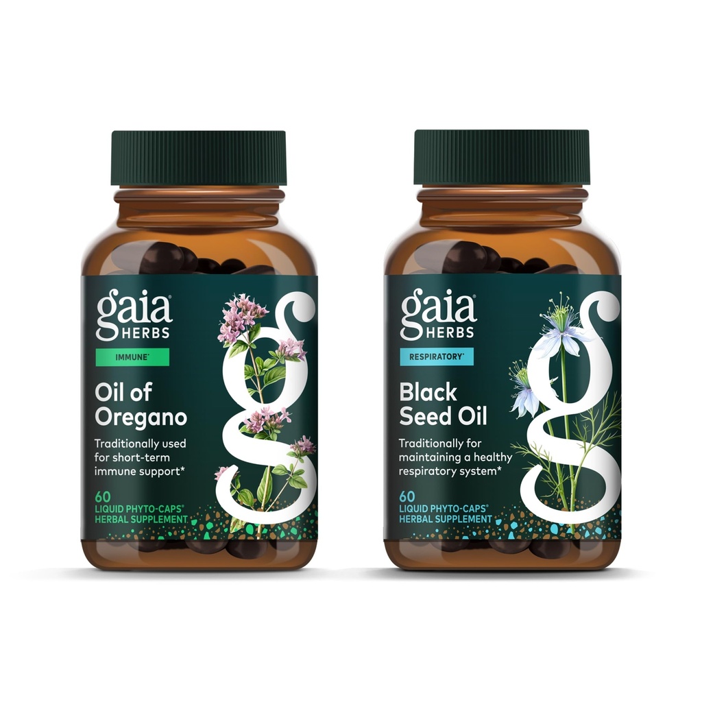 Gaia Herbs Oil of Oregano - Imunitní a antioxidant Supplement - 60 Vegan Liquid Phyto- Kapsle & Black Seed Oil - Lung, Respirační, a Antioxidant Support - 60 Vegan Liquid Phyto- Kapsle (2