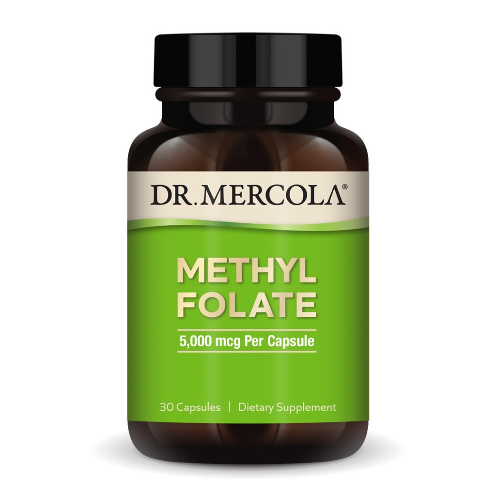 Dr. Mercola methyl folát - podporuje detoxikaci a buněčné zdraví - 5-MTHF folát - Biologicky dostupný vzorec - 5 mg - 30 Kapsle