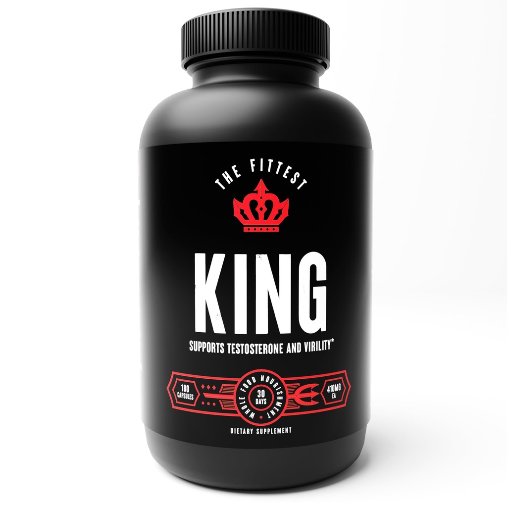 Nejzdatnější král - Testosteron Booster Dodatek - Podporuje Hormonální zdraví, Stamina, & Síla - Zahrnuje Tráva krmené hovězí játra, Bone Marrow, srdce & Testicle - 180 Kapsle