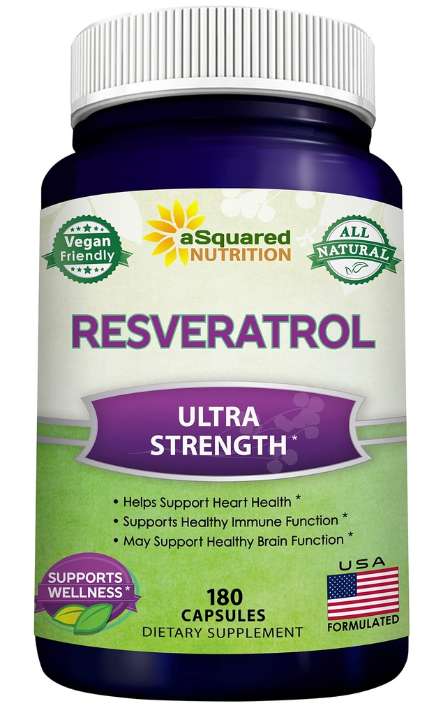 100% přírodní resveratrol - 1000mg Per Serving Max Strength (180 Kapsle) Antioxidant dodatek, Trans- Resveratrol pilulky pro srdeční zdraví & čisté, polyfenoly