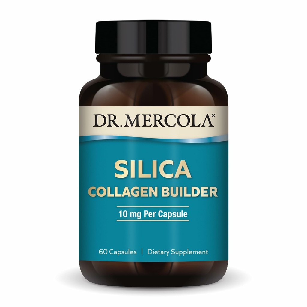 Dr. Mercola Silica Kolagen Builder - Plant- based Silica Supplement to Support Skin, Hair, Nail & Bone Health - Non- GMO, Gluten- Free & Soy-Free - 60 Kapsle (60 Služeb)