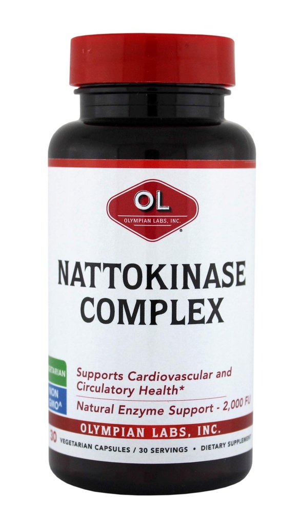 Olympian Labs Nattokinase Complex s výtažkovými bylinnými doplňky Grape Seed, Superior Heart Health Support - 30 Denní kapsle