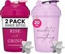 GOMOYO [2 Pack] 20oz Shaker láhev s motivačními citáty (Raspberry & Lavender) 124; Protein láhev s míchačkou Agitátor 124; Milender Shaker láhev pro protein mixes Pack je BPA zdarma a myčka nádobí bezpečné