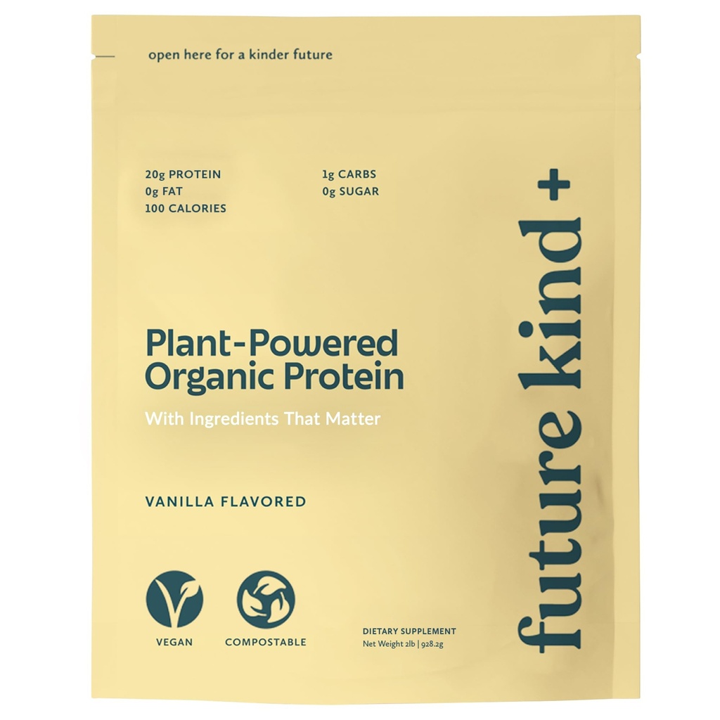 Future Kind Vegan Protein Powder, Vanilla, Pea Plant Protein for Lean Muscle with Iron & Fiber, Whey-Free, Sugar- Free, Soy- Free, Non-Dairy (34 Služení)