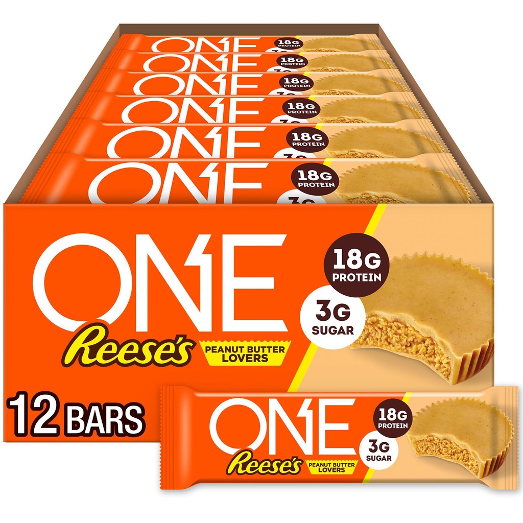 ONE Protein Bary, Reese je arašídové máslo milenců, gluten zdarma s 18g bílkovin a 3g cukru, Pantry Staples, 2.12 oz (12 Počet)