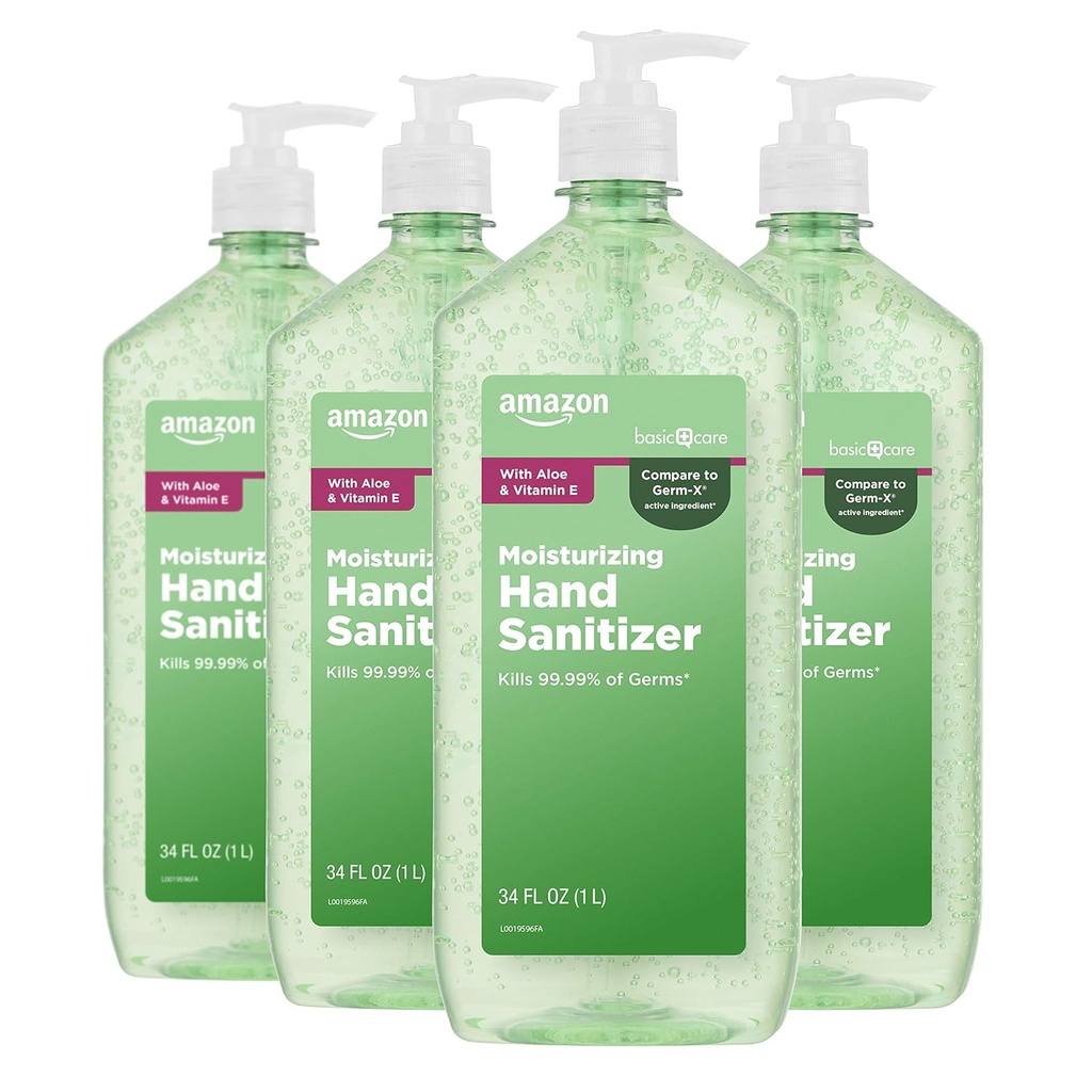 Základní péče - Aloe Vera Hand Sanitizer 62%, 34 fl oz (balení po 4)