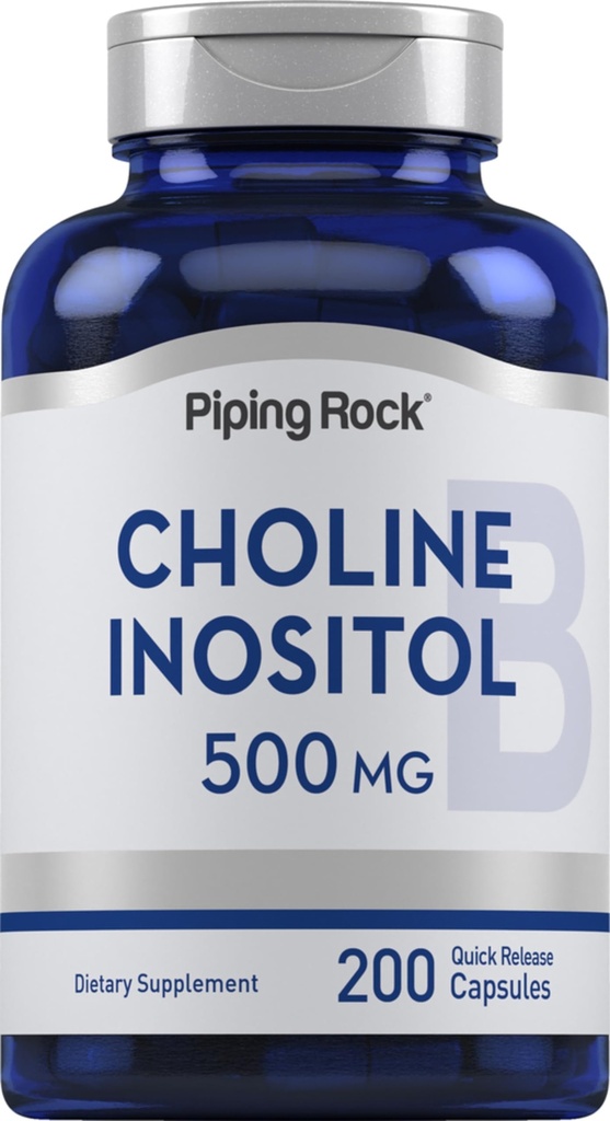 Piping Rock Cholin Inositol doplňky 124; 500mg CLAS124; 200 Kapsle CLAS124; Choline Bitartate & Myo- Inositol CLAS124; Non- GMO, gluten zdarma