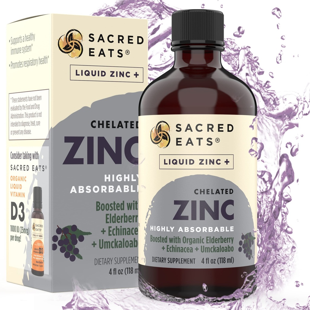 Tekutý zinek (Glycinát Chelate) s organickým Elderberry & Echinacea (High in Quercetin)