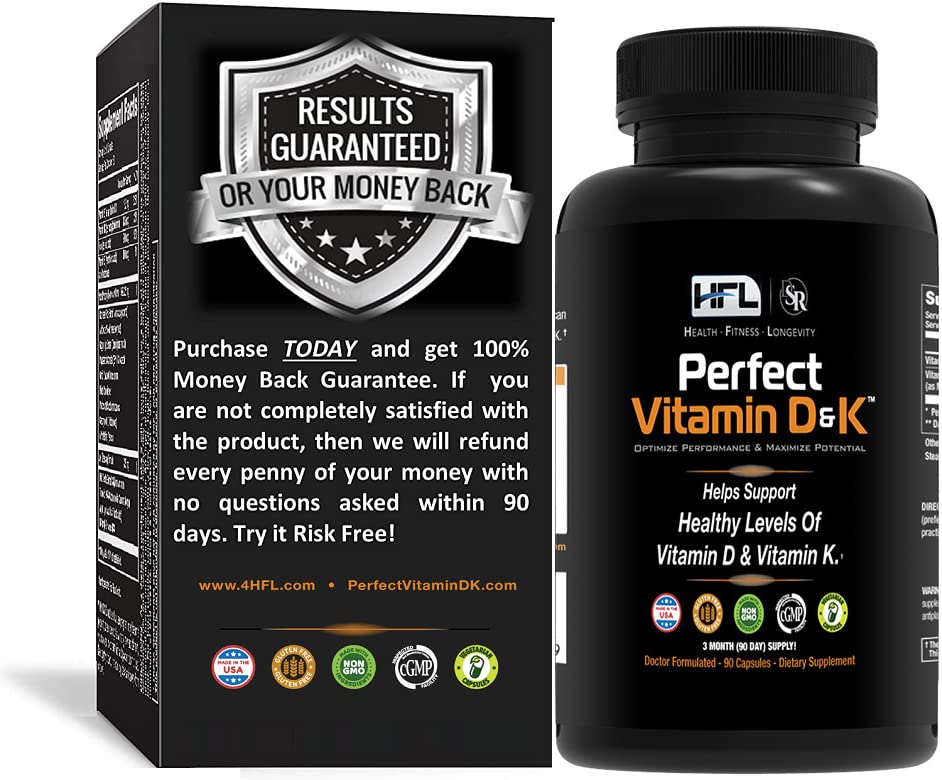 HFL Perfect Vitamin D & K od Dr. Sama Robbinse CLAS124; Vitamin D3 & K2 (MenaQ7 ® MK-7) CLAS124; 3 Month Supply CLAS124; 2X Absorbovatelné CLAS124; Vegan, Plant- based, Micro-Enkapsulated.