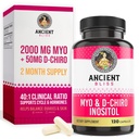 Ancient Bliss Myo & D-Chiro Inositol dodatek, 40 až 1 Poměr, Pomáhá v ovariální funkce podpora žen, Vitamin B8 pomáhá regulovat menstruační cyklus, 2050mg na servírování, 120 Vegan Kapsle