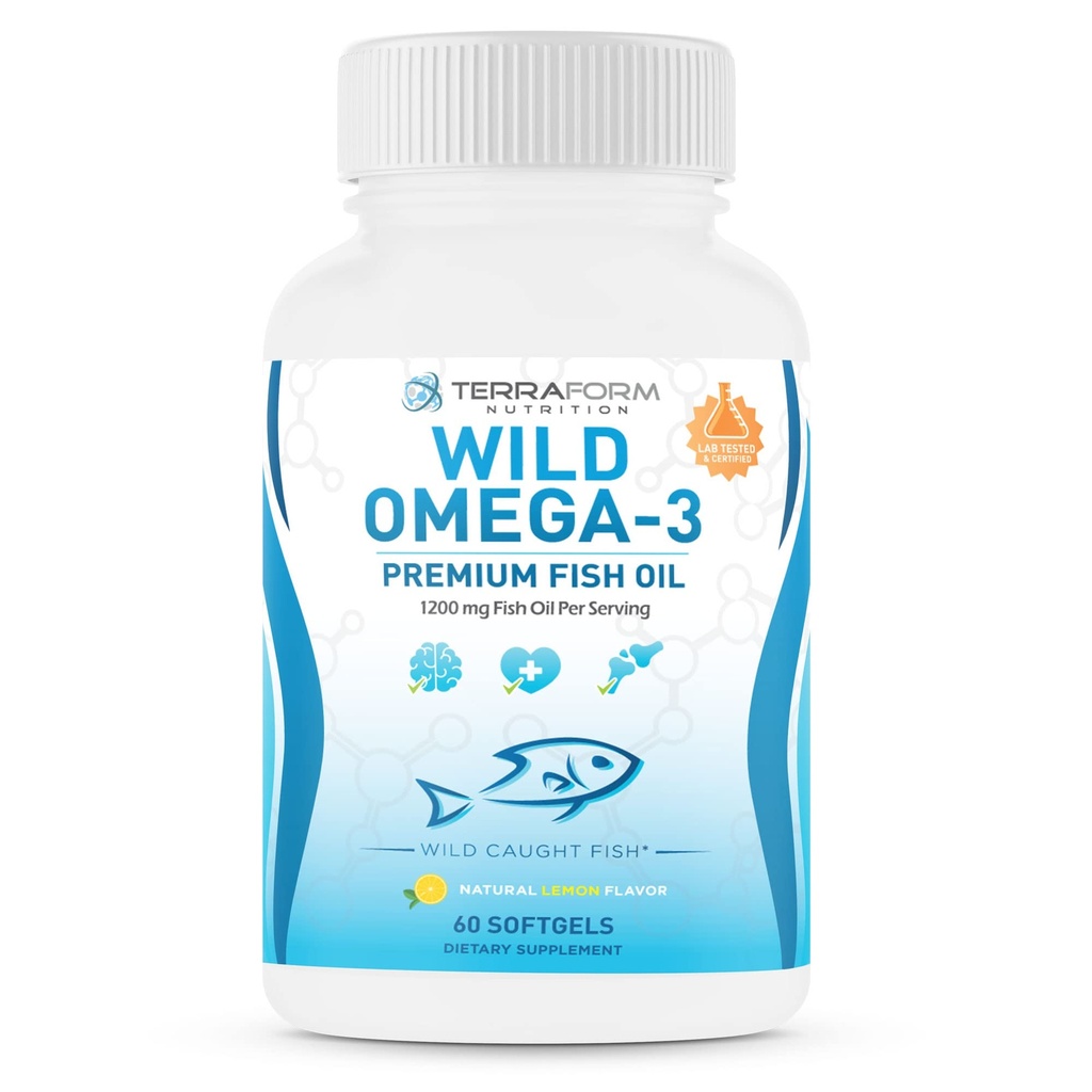 Triple Strength Fish Oil Omega 3 2400mg per Serving - Burless, Lemon ochucené non-GMO, gluten & Soy Free - 30 Služeb