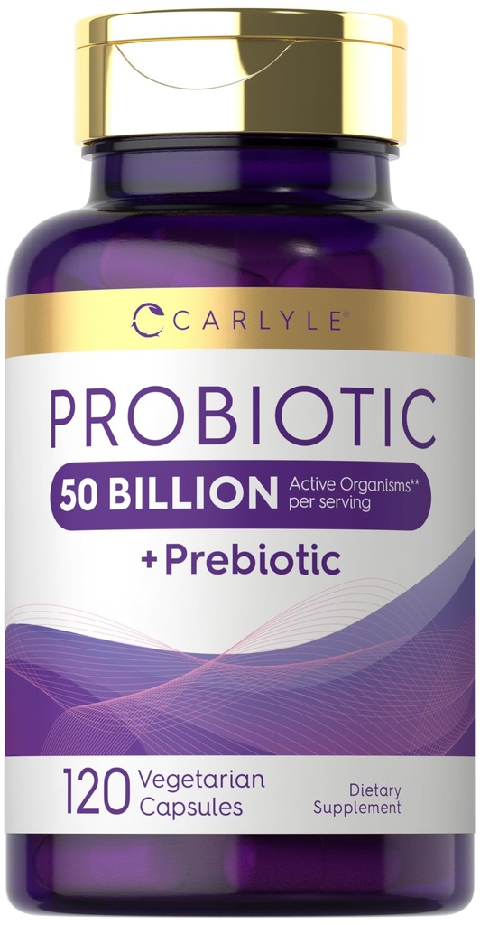 Carlyle Probiotika s Prebiotics CLAS124; 120 Kapsle CLAS124; 50 Miliardy aktivních organismů CLAS124; Non- GMO & gluten zdarma dodatek