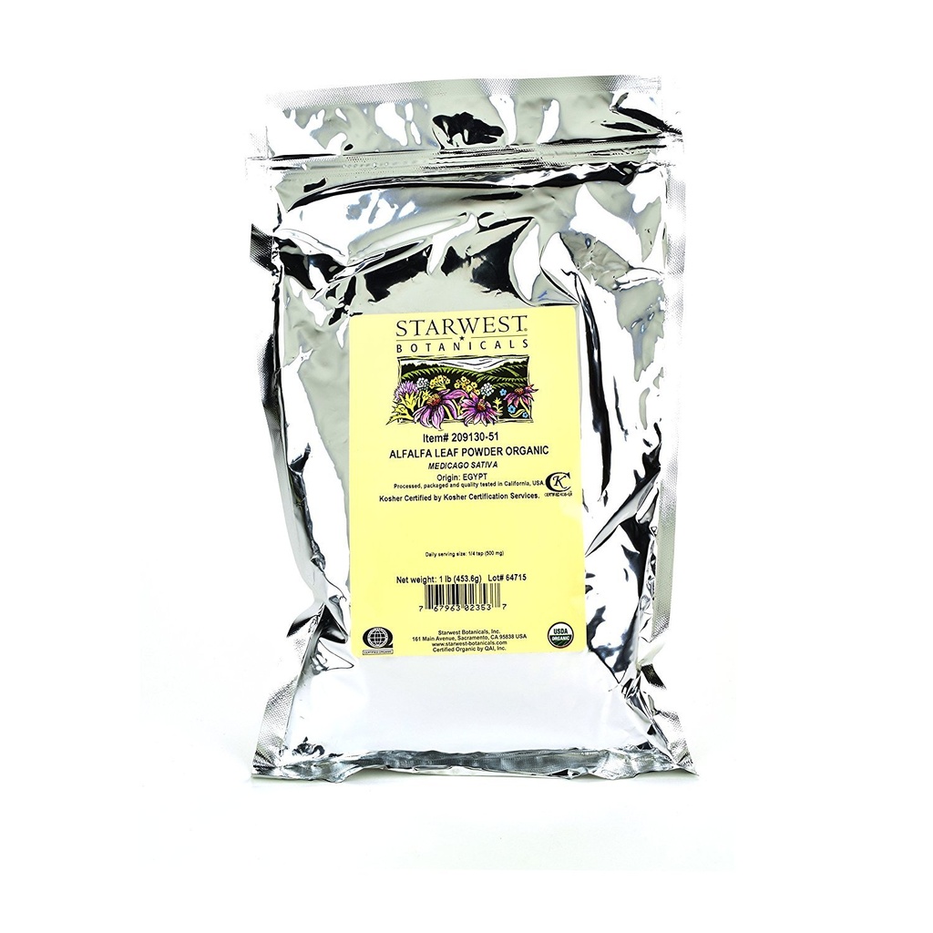 Starwest Botanicals Organic Egyptský Alfalfa Leaf Powder, 1 libra Bulk Bag