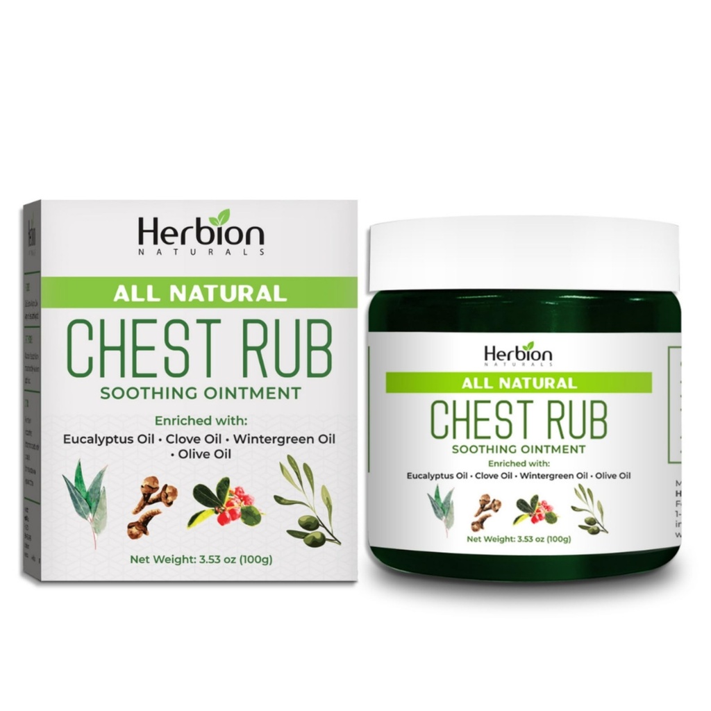 HERBION Naturals Hrudní Rub - Soothing Ointment with Soothing Vapors for Dospělí & Children 2 + - Relieves Cough, Cold, Nasal & Chest Congestion - Reduces Muscle & Joint Aches (3.53 Oz (balení po 1)