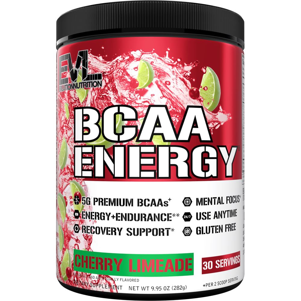 EVL BCAA Aminokyseliny Powder - BCAA Energy Pre Workout Powder for Muscle Recovery Lean Growth and Endurance - Rehydratační příspěvek Recovery Drink with Natural Caffeine - Cherry Limeade