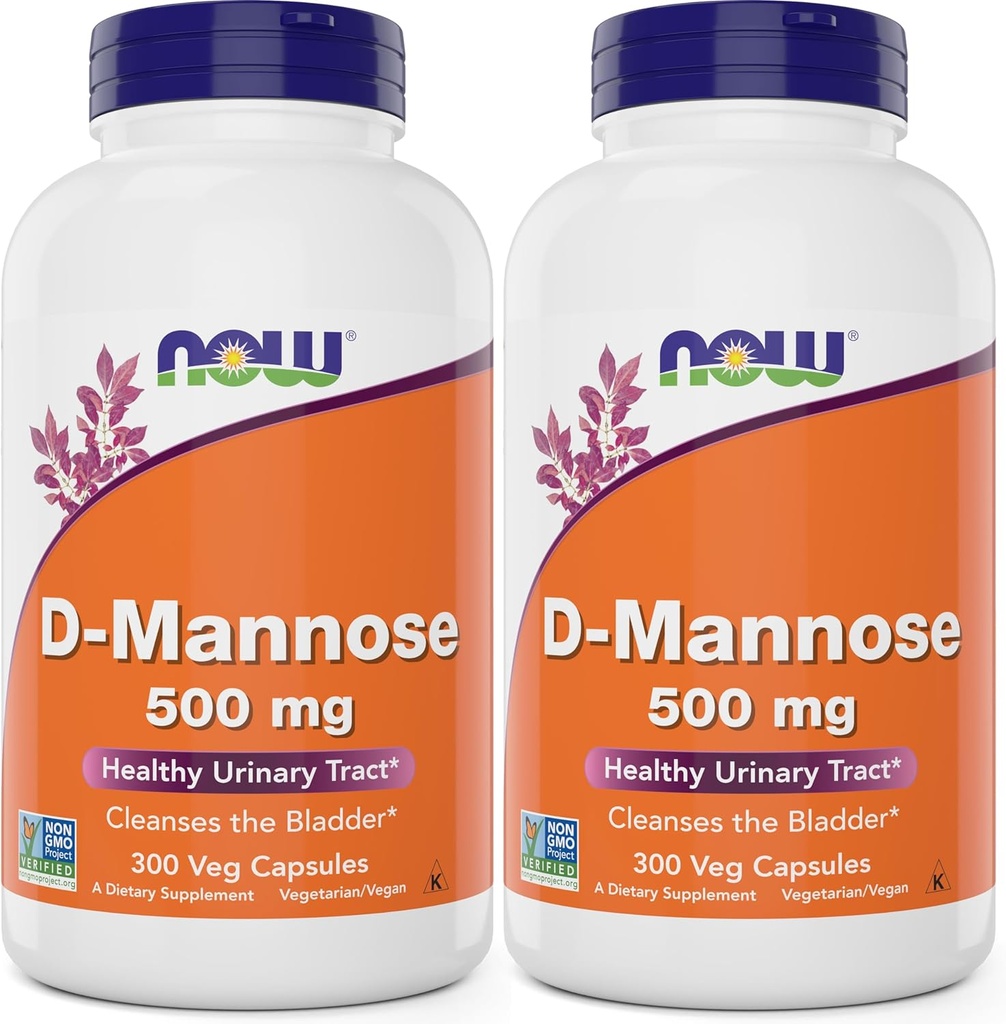 Nyní D-Mannose 500 mg, 300 Kapsle (Balení po 2) - Vegan Non GMO dodatek pro ženy a muže - Podporuje zdravé močení Trakt, čistí močový měchýř