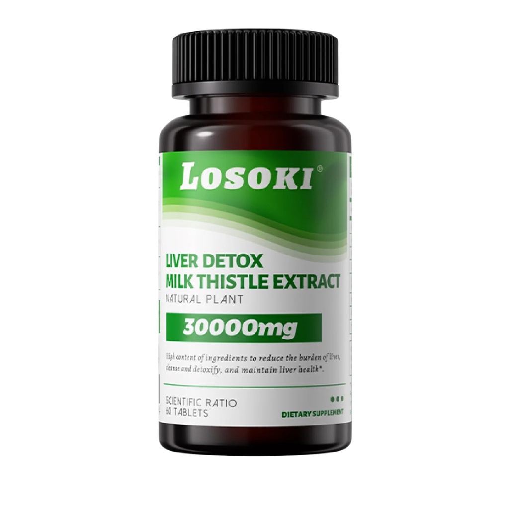 Doplněk k detoxikaci jater, 30,000mg Mléko Thistle Extract, Kurkuma, Artyčok & Glutathione - Podporuje jaterní zdraví a antioxidační funkce - 60 tablet