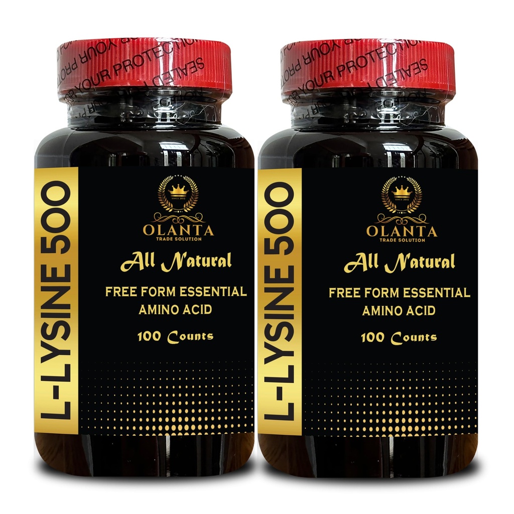 L- LYSINE 500 - L- Lysin 500mg, pro zdravou imunitní funkci, podporuje syntézu kolagenu, Soy- Free, gluten- Free, Non-GMO, Lysin dodatek podporuje zdravé rty a ústní tkáně - 2 Lahve 200 Počítá