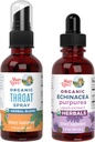 MaryRuth Organics Krční sprej (Neochucené) & Echinacea Purpurea Kapky 124; USDA Organic, Clean Label Project Ověřený ® CLAS124; Vitamíny pro ulevení hrdla, imunita a celkové zdraví 124; Vegan, Non- GMO