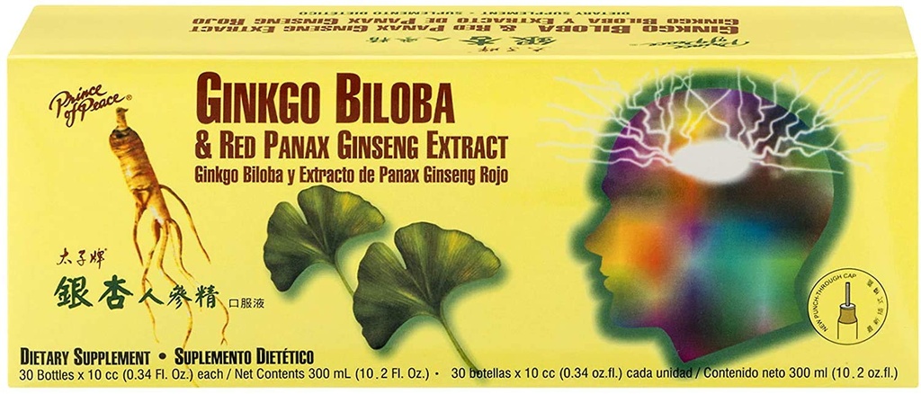 Prince of Peace Ginkgo Biloba a Red Panax Ginseng Extract, 30 lahví 0,34 oz