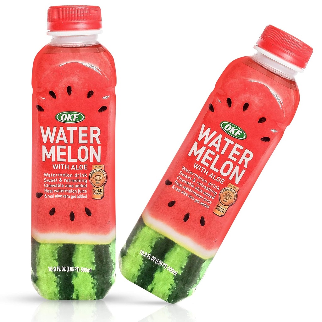 OKF Watermeloun Aloe Vera Drink, Real Juice & Gel, 16.9 oz (6 balení)